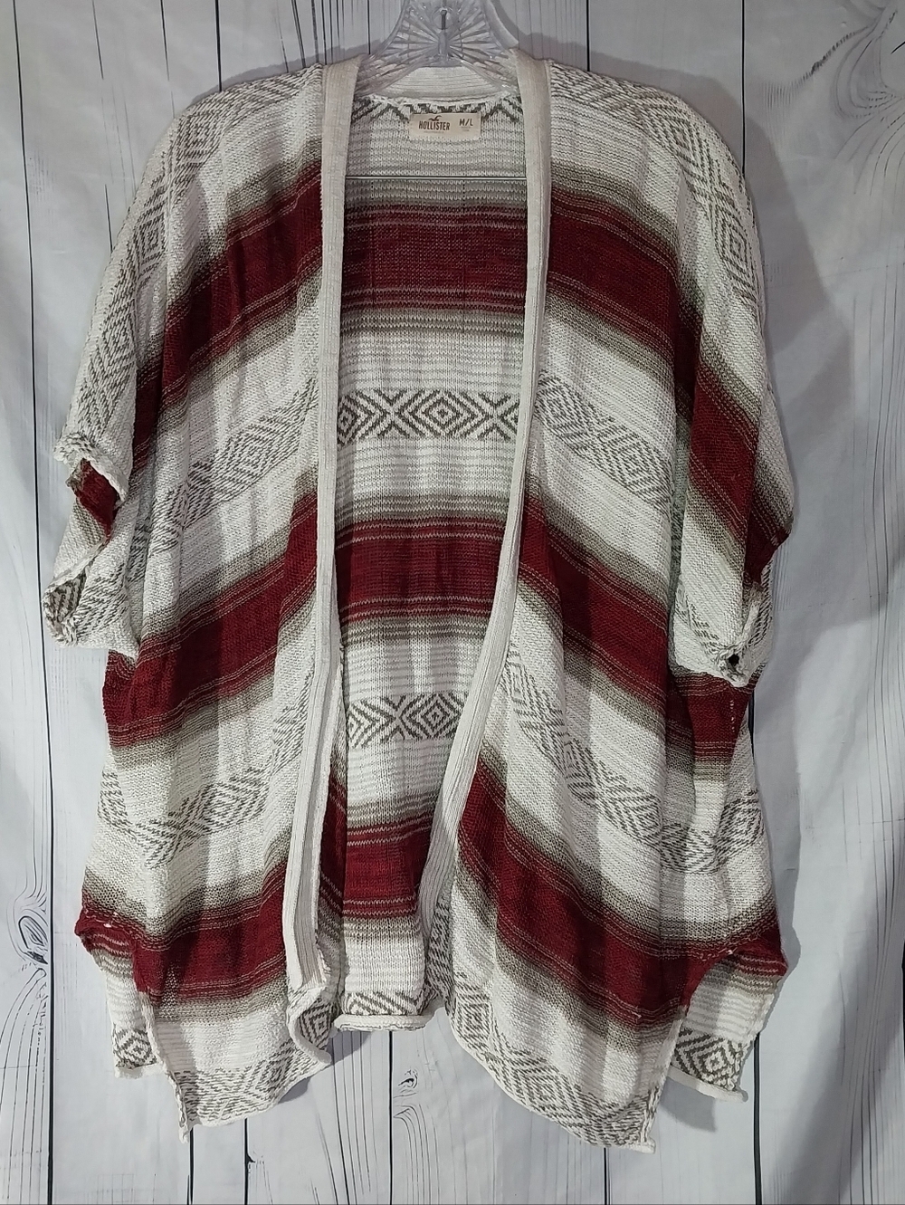 Hollister Vintage Aztec Open Front Striped Y2K Boho Western Knit Cardigan